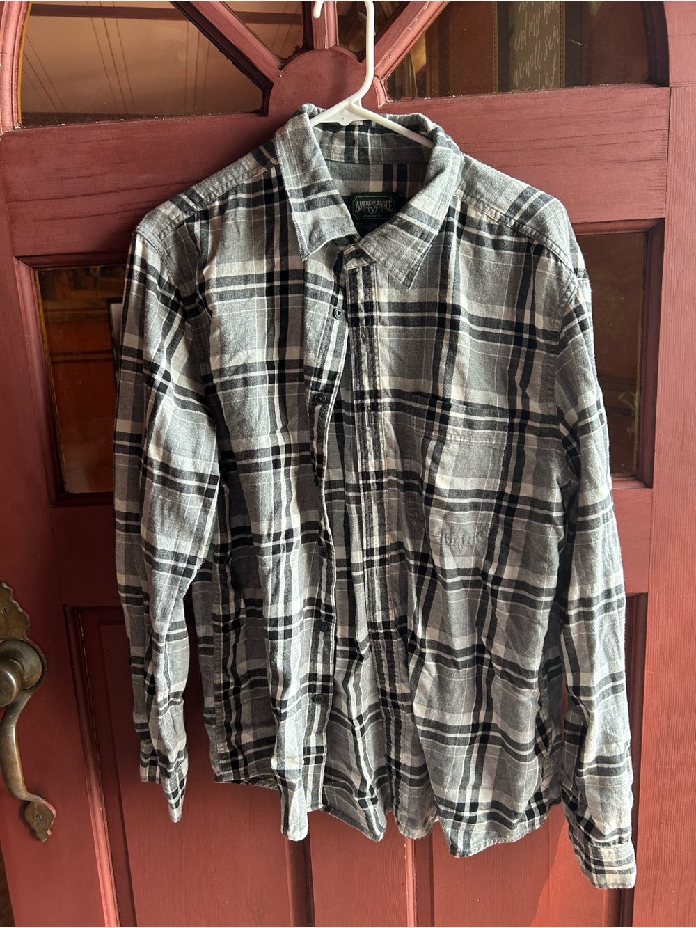 American Eagle Outfitters Gray & Black Plaid Shirt